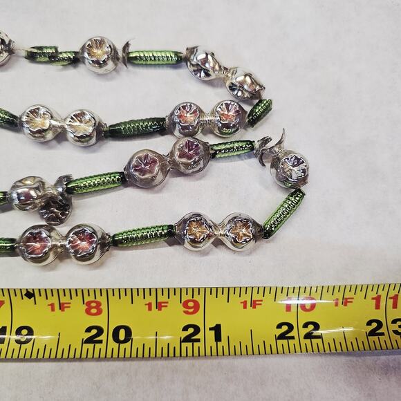 Vintge Christmas Tree Mercury Glass Bead Garland Double Indent Beads & Barrels - Picture 7 of 8